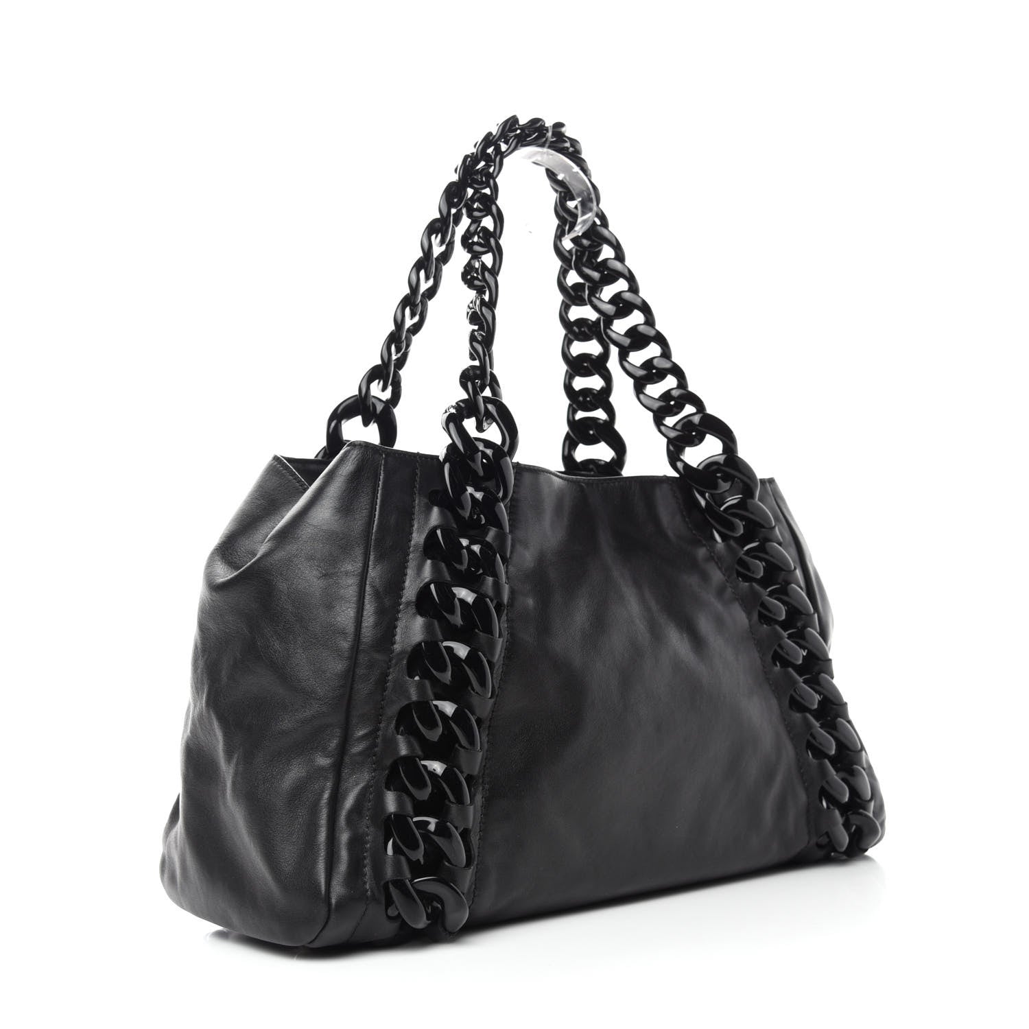 Chanel Calfskin Modern Chain Rhodoid East West Tote Black 3 of 14