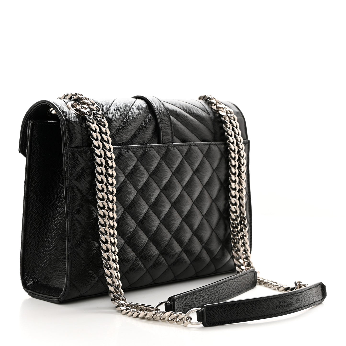 Grain De Poudre Textured Mixed Matelasse Triquilt Medium Monogram Satchel Black