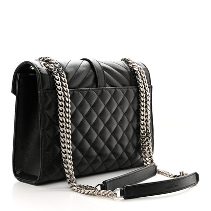 Saint Laurent Grain De Poudre Textured Mixed Matelasse Triquilt Medium Monogram Satchel Black 2 of 10
