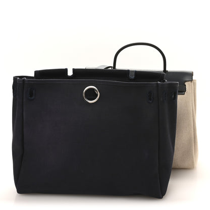 Hermes Toile Vache Calfskin Herbag PM 30 Navy Bleu Natural 3 of 11
