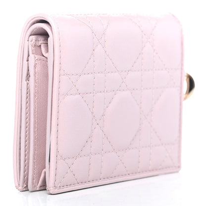 Christian Dior Metallic Lambskin Cannage Mini Lady Dior Wallet Lotus 2 of 3