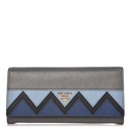 Prada Saffiano Greche Flap Continental Wallet Marmo Astrale 2 of 16