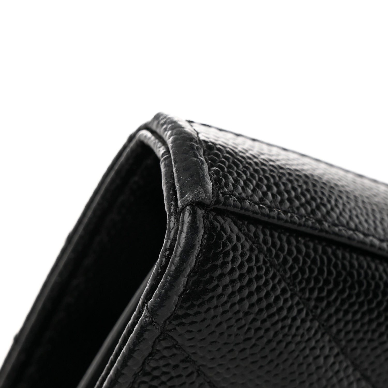 Saint Laurent Grain De Poudre Matelasse Chevron Monogram Chain Wallet Black 16 of 18