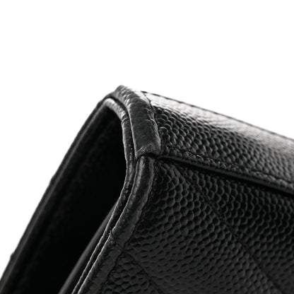 Saint Laurent Grain De Poudre Matelasse Chevron Monogram Chain Wallet Black 16 of 18