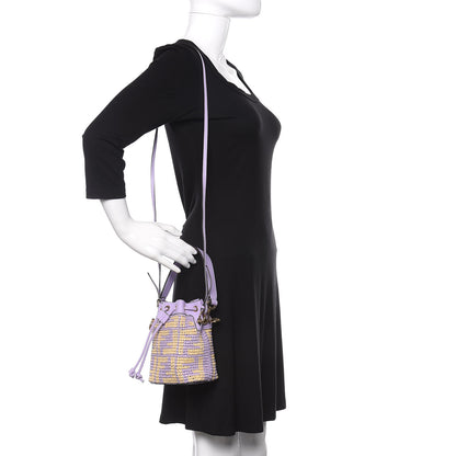 Fendi Raffia Vitello Seta F is Fendi FF Woven Mini Mon Tresor Bucket Bag Anemone Natural 2 of 9