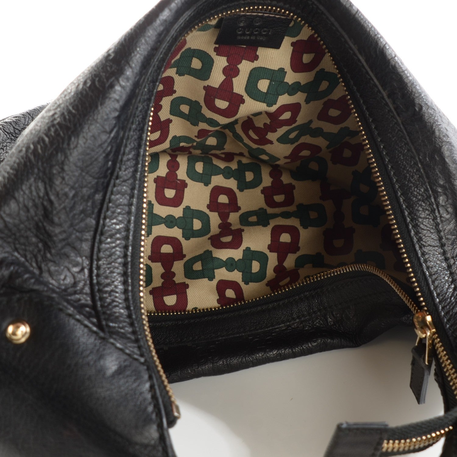 Gucci Guccissima Half Moon Bamboo Ring Hobo Black 7 of 7