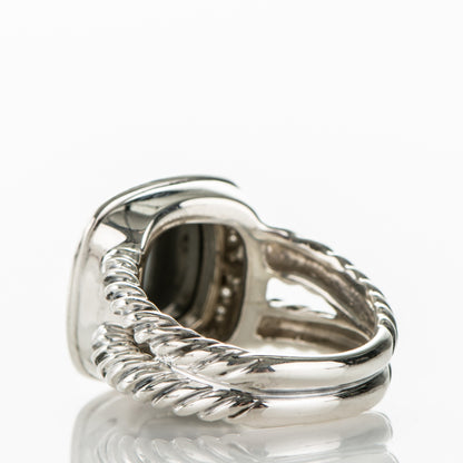 David Yurman Sterling Silver Diamond Hematite 11mm Albion Ring 52 6 3 of 5