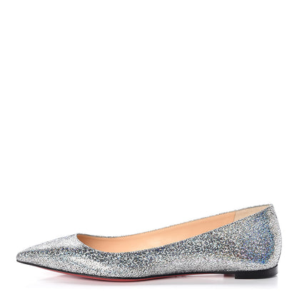 Christian Louboutin Nappa Mica Ballalla Flats 38.5 Silver 1 of 8