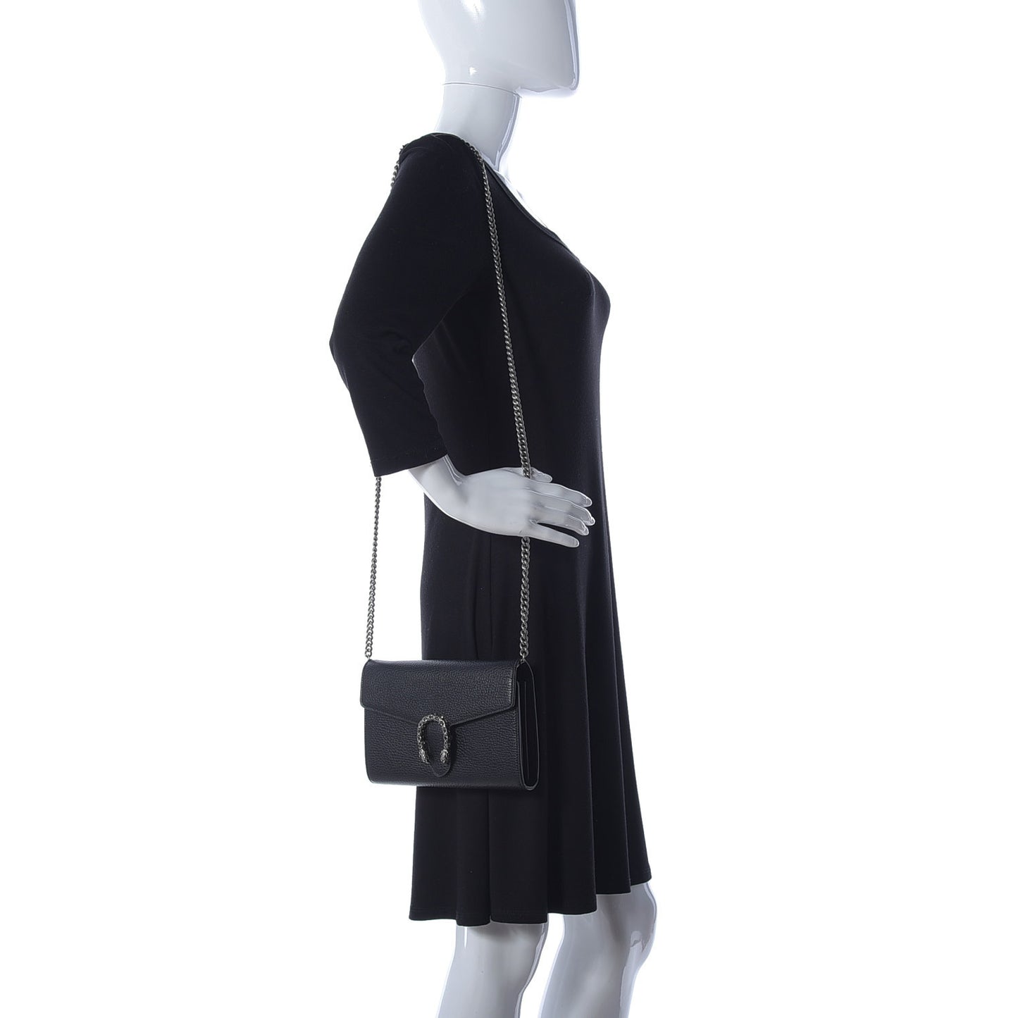 Calfskin Mini Dionysus Chain Wallet Black