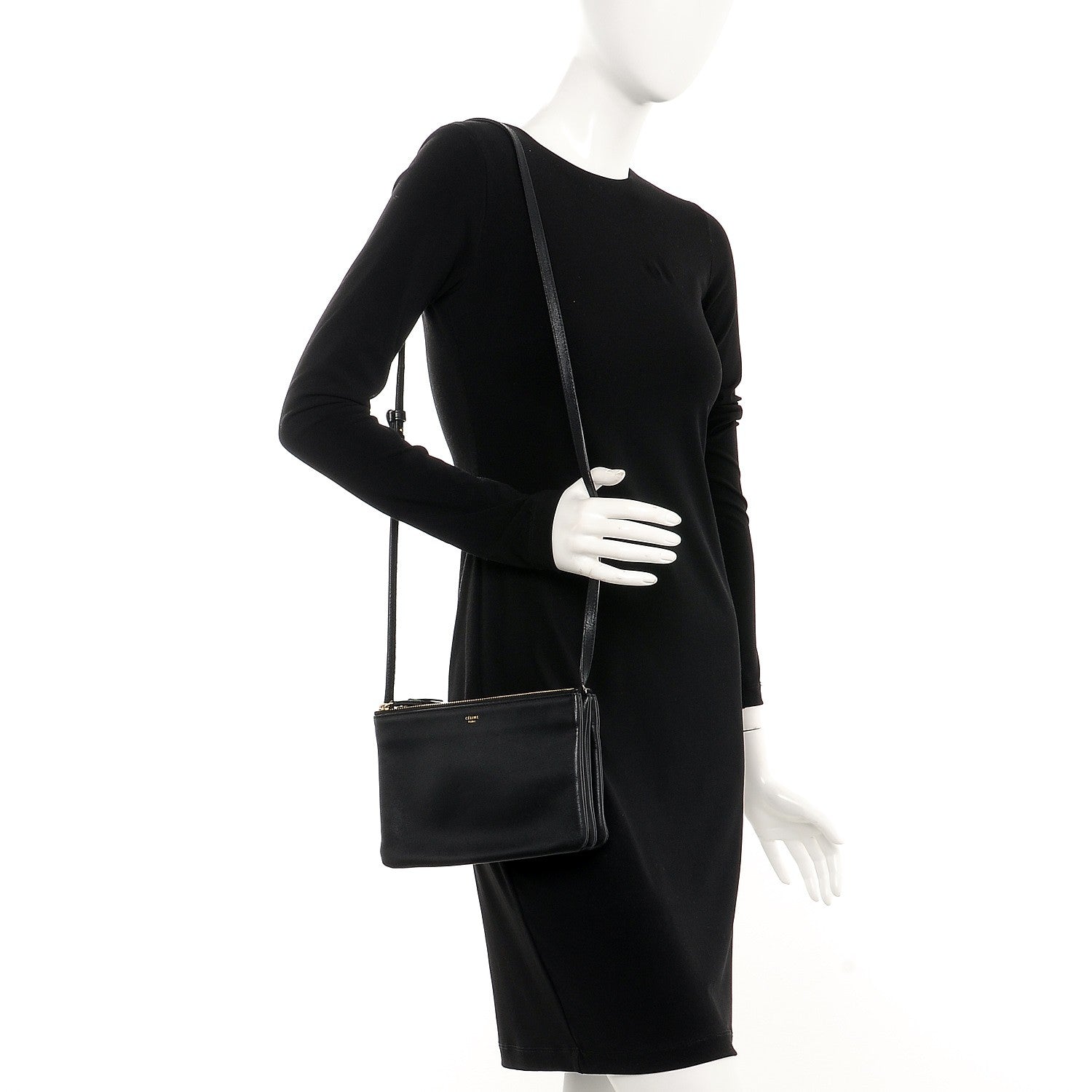 Celine Lambskin Small Trio Crossbody Bag Black 2 of 14