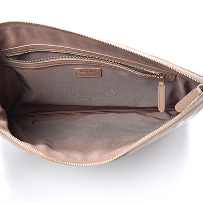 Chanel Lambskin Quilted Large Cosmetic Case Beige 4 of 7