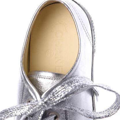 Chanel Laminated Lambskin Sneakers 39.5 Silver 6 of 7