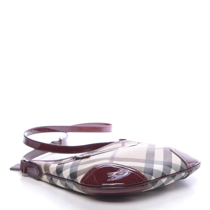 Burberry Patent Nova Check Dryden Crossbody Bag Dark Red 4 of 15