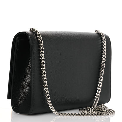 Saint Laurent Grain De Poudre Medium Classic Monogram Kate Satchel Black 3 of 12