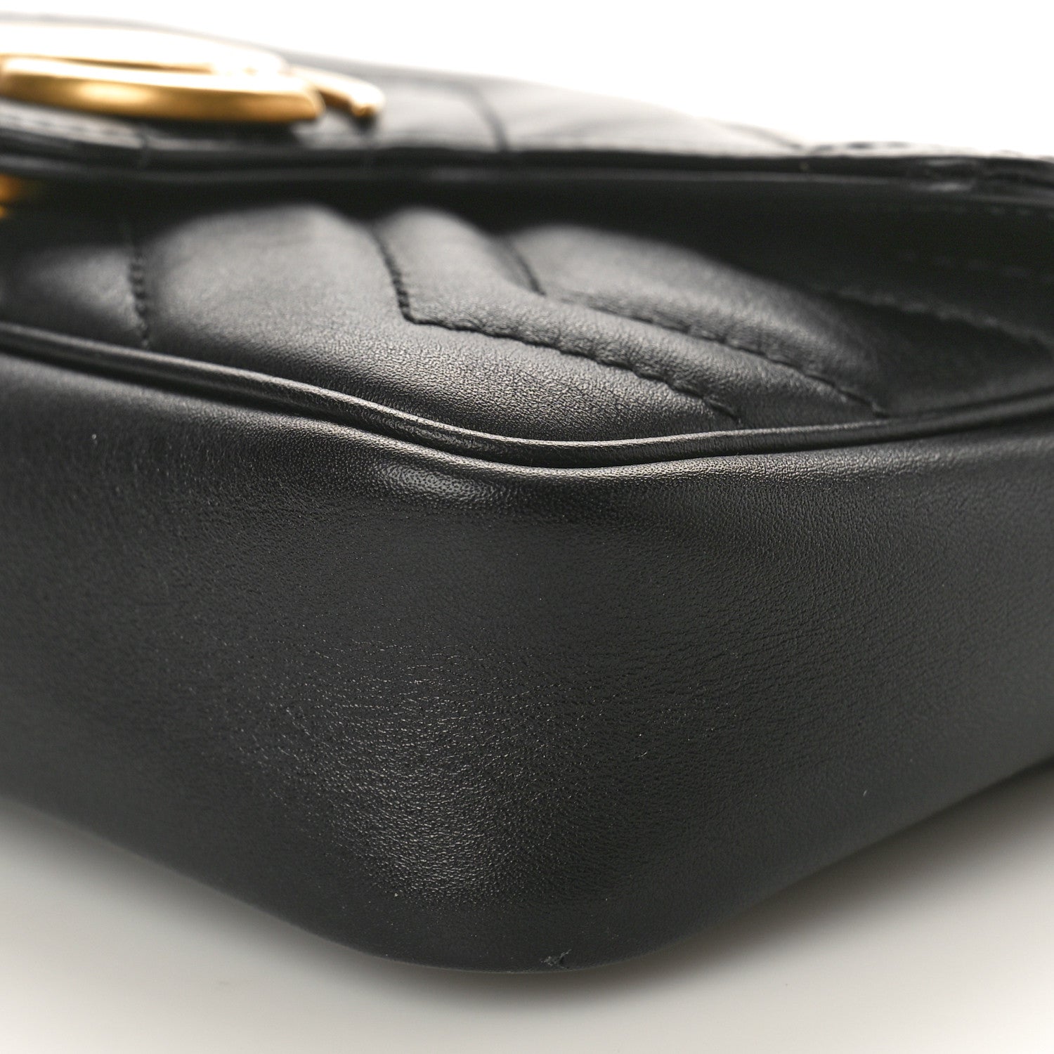 Gucci Calfskin Matelasse Super Mini GG Marmont Shoulder Bag Black 10 of 10