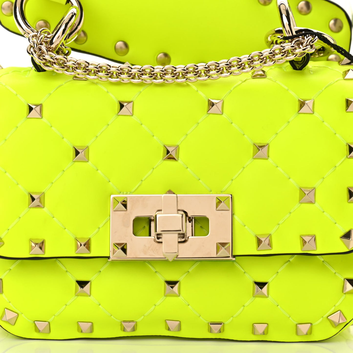 Calfskin Micro Rockstud Spike Shoulder Bag Lime