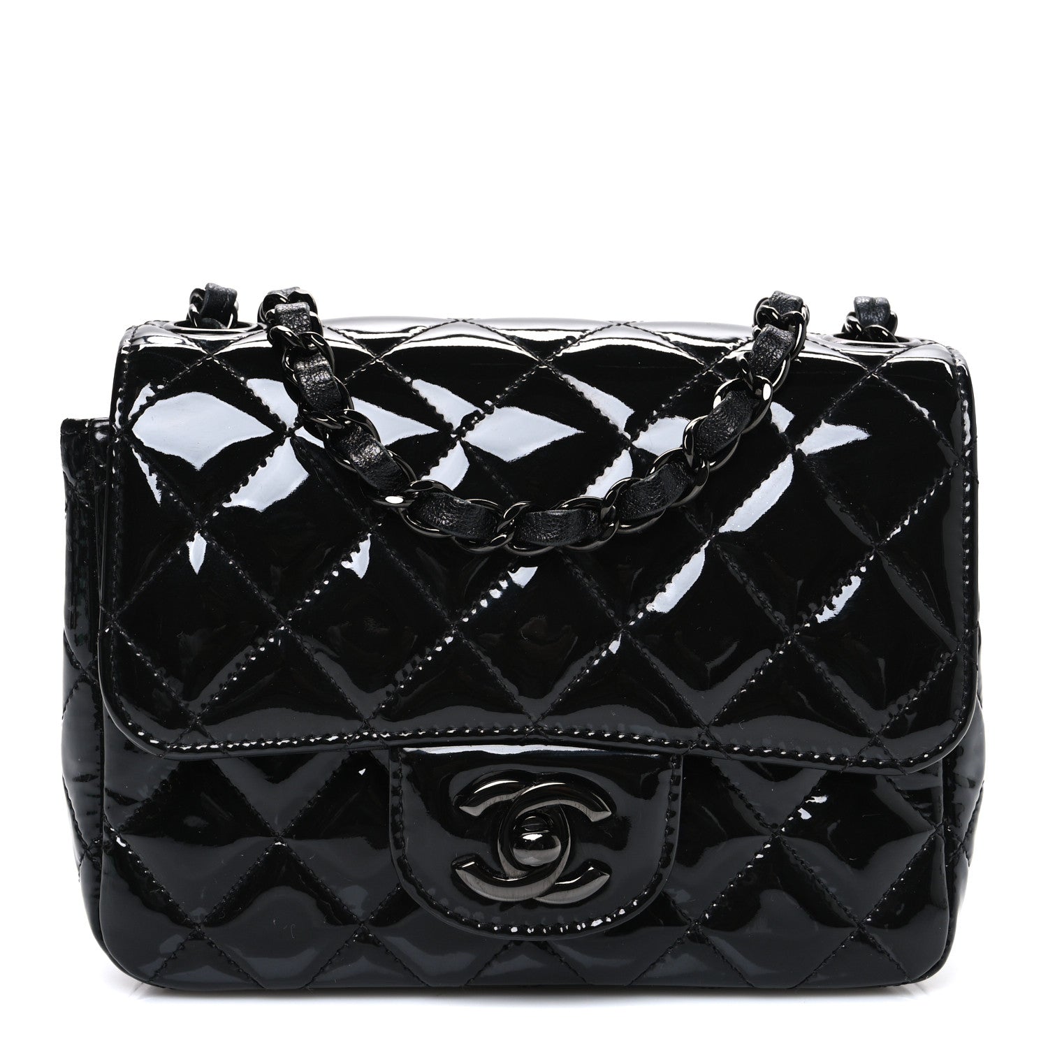 Chanel Patent Calfskin Quilted Mini Square Flap So Black 1 of 9