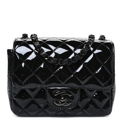 Chanel Patent Calfskin Quilted Mini Square Flap So Black 1 of 9