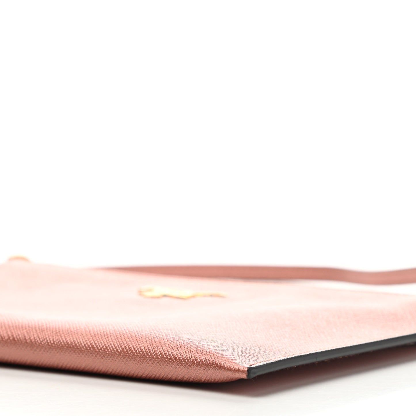 Metallic Saffiano Small Flat Pouch Antico Mordore