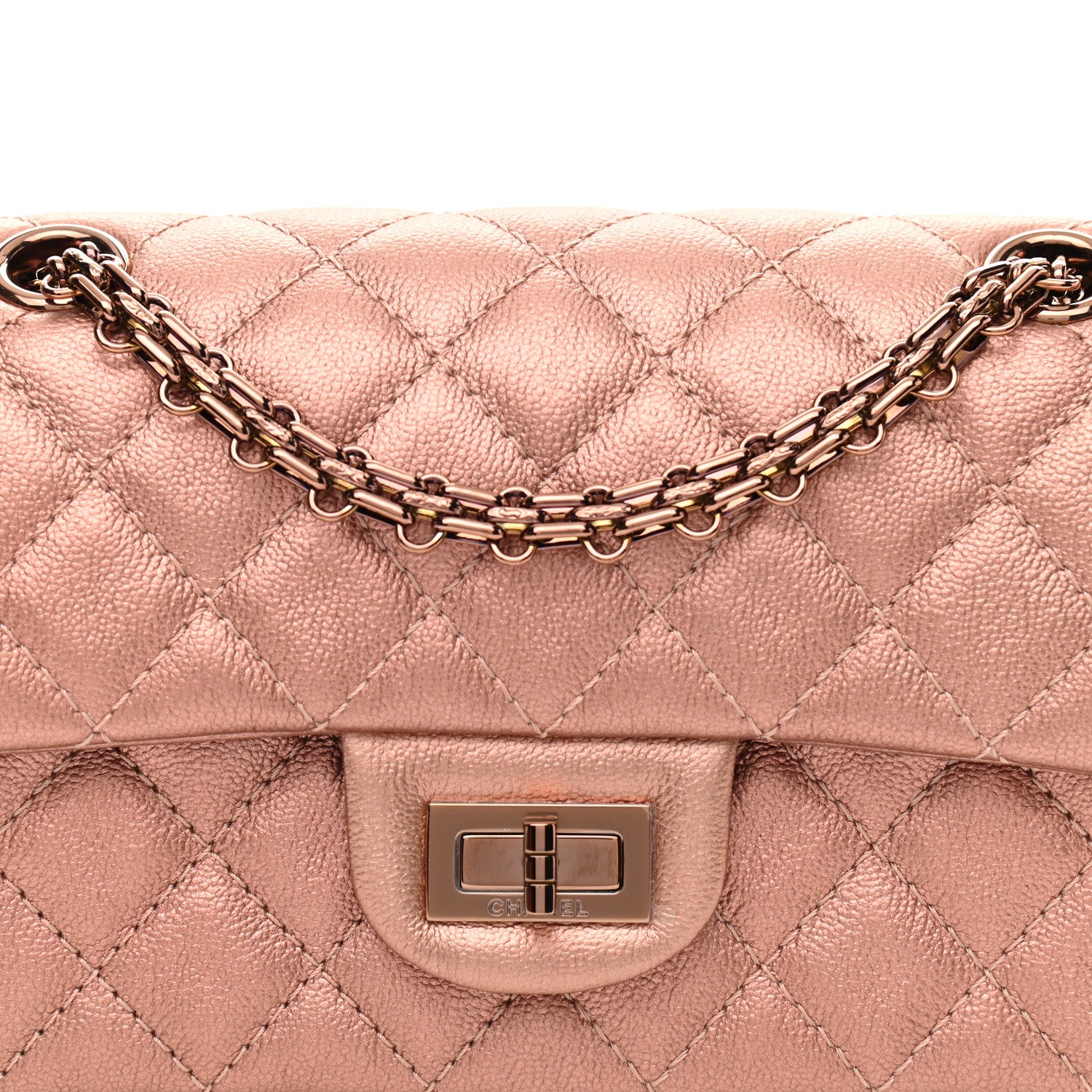 Chanel Metallic Grained Calfskin Quilted 2.55 Reissue Mini Flap Copper Pink 8 of 11
