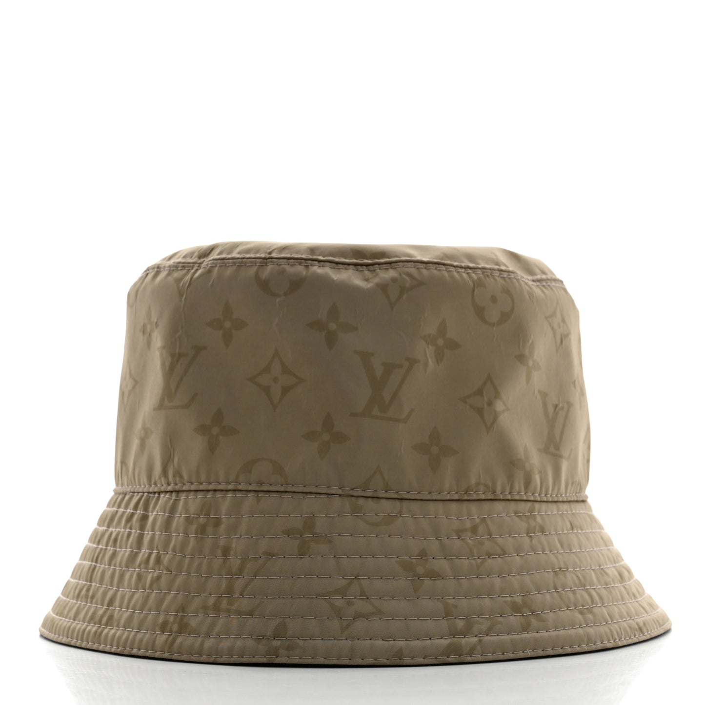 Nylon Wool Monogram Reversible Rain Bucket Hat L Beige