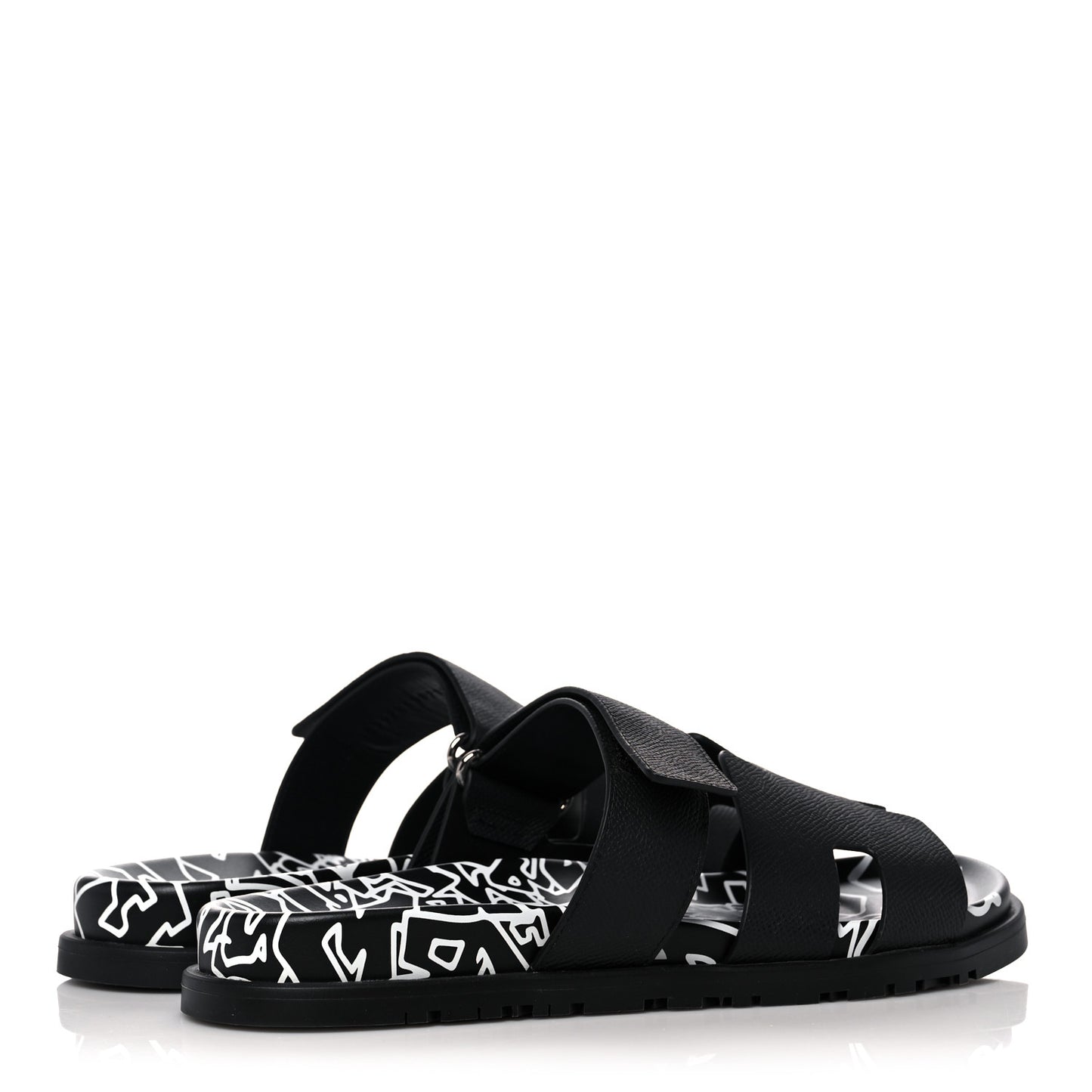 Epsom Calfskin Graff Hermes Mens Chypre Sandals 41 Black