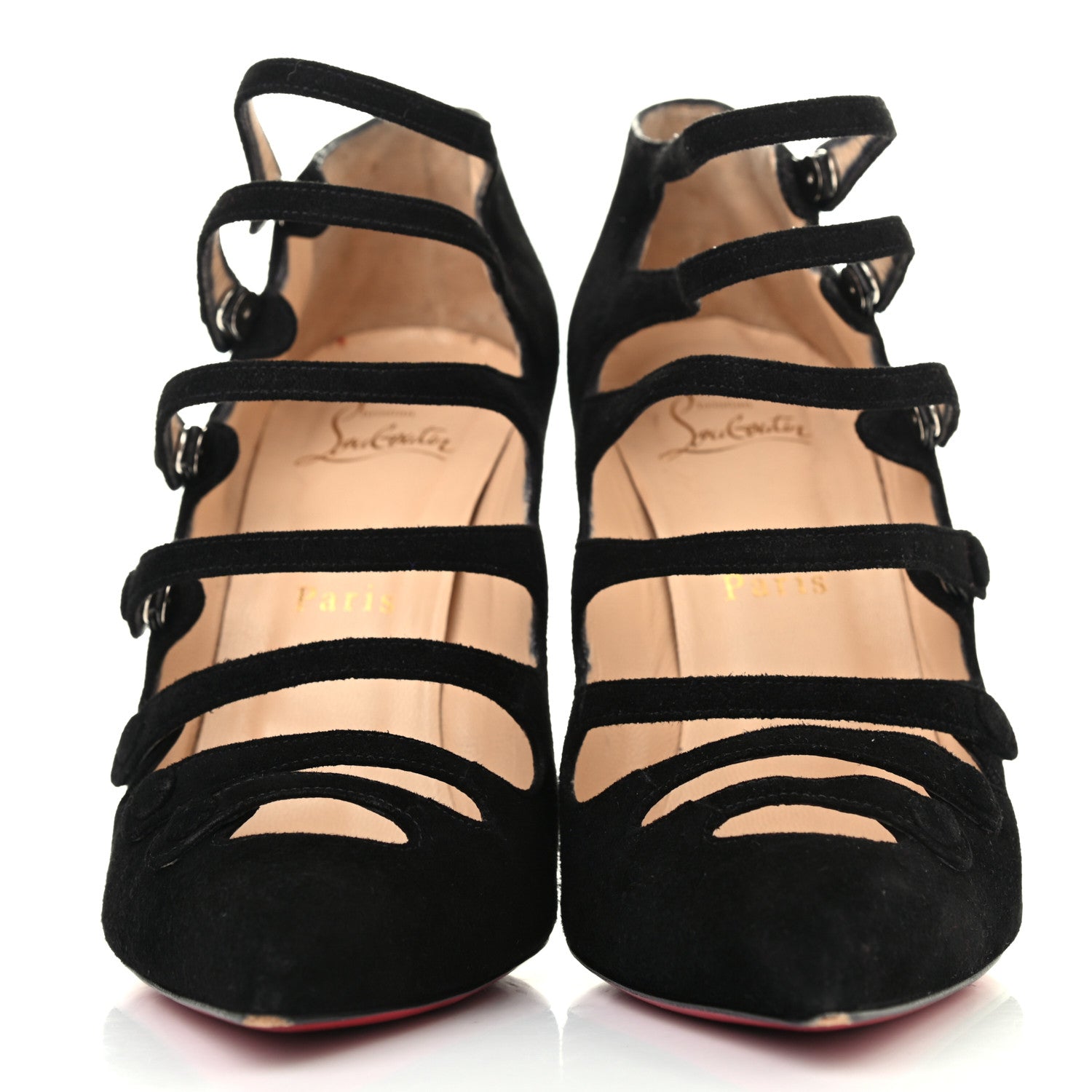 Christian Louboutin Suede Viennana 120 Strappy Booties 39 Black 2 of 4
