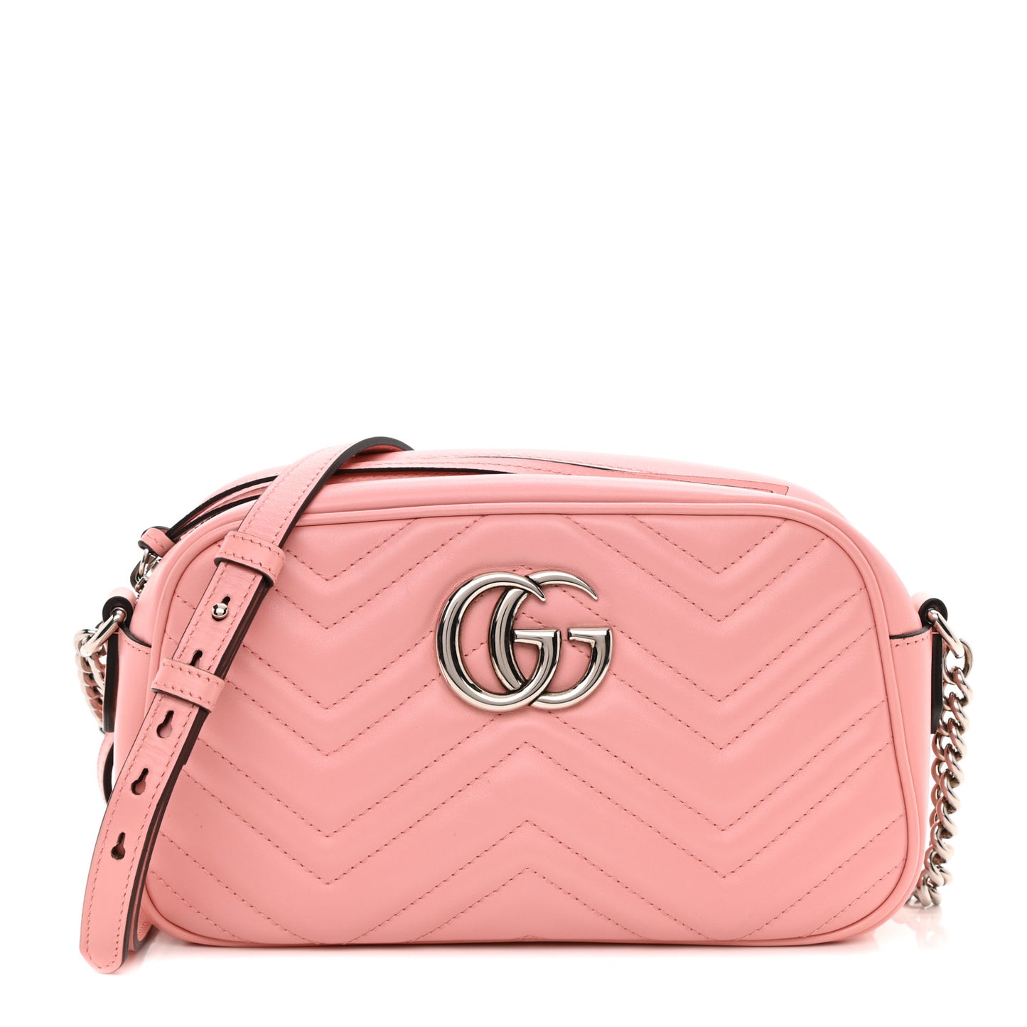 Calfskin Matelasse Small GG Marmont Chain Shoulder Bag Wild Rose