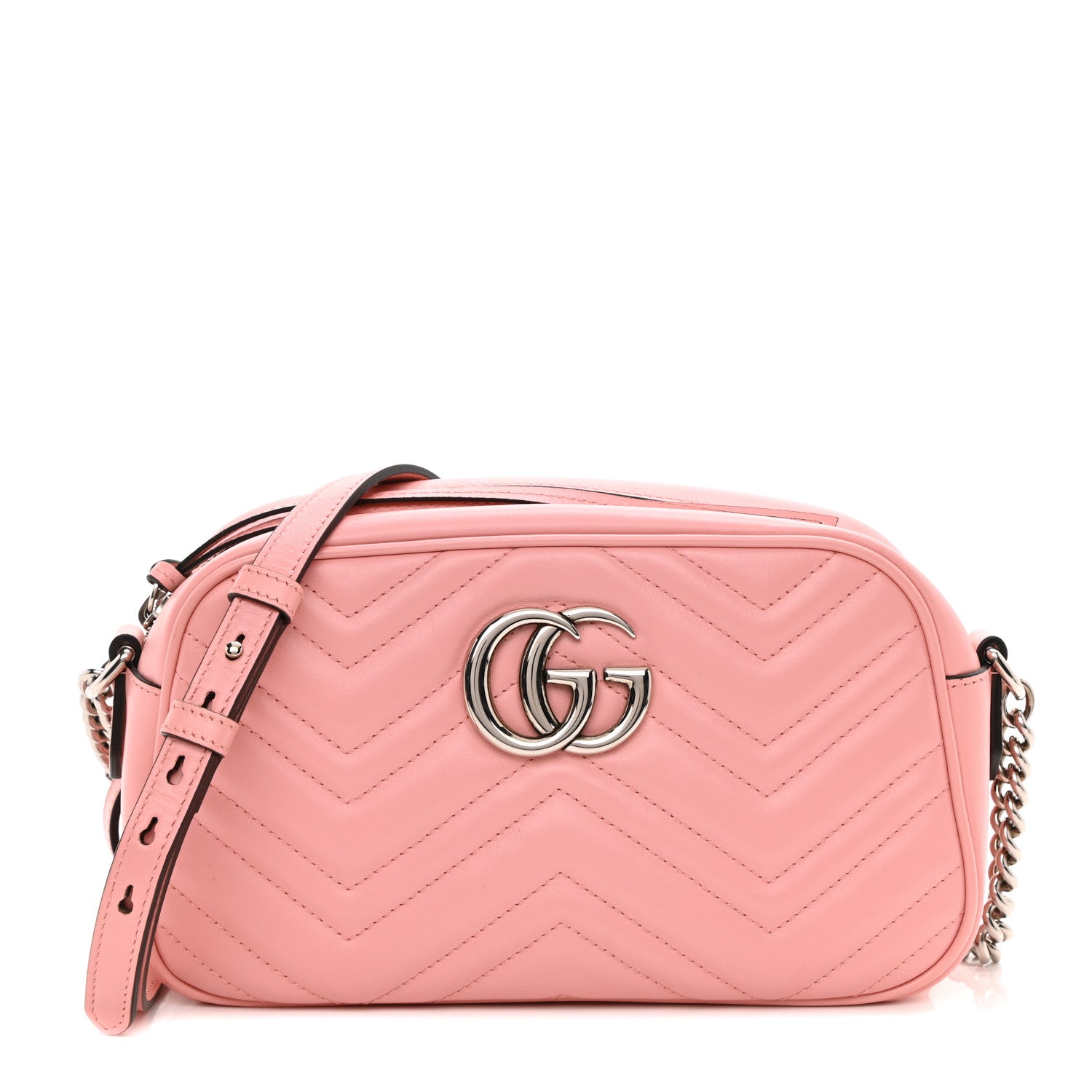 Gucci Calfskin Matelasse Small GG Marmont Chain Shoulder Bag Wild Rose 2 of 15