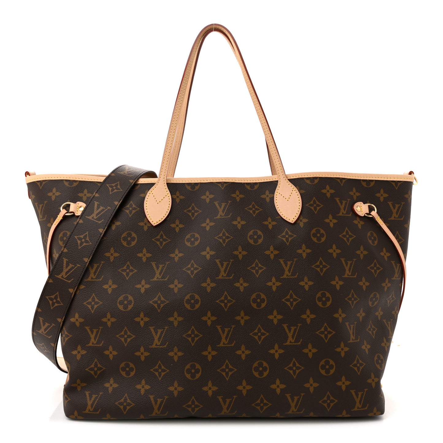 Monogram Stamped Inside Out Neverfull Bandouliere GM Beige
