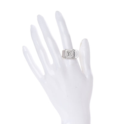 Louis Vuitton Monogram Signet Ring 10 Silver 2 of 5
