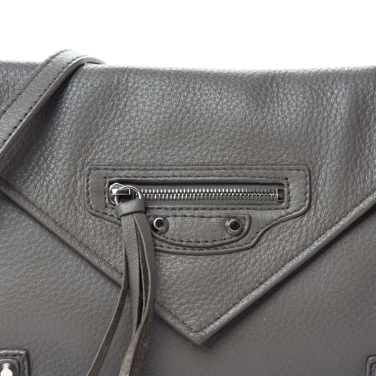Veau Papier Classic Silver Hardware Triple XS Zip Around Crossbody Gris Acier
