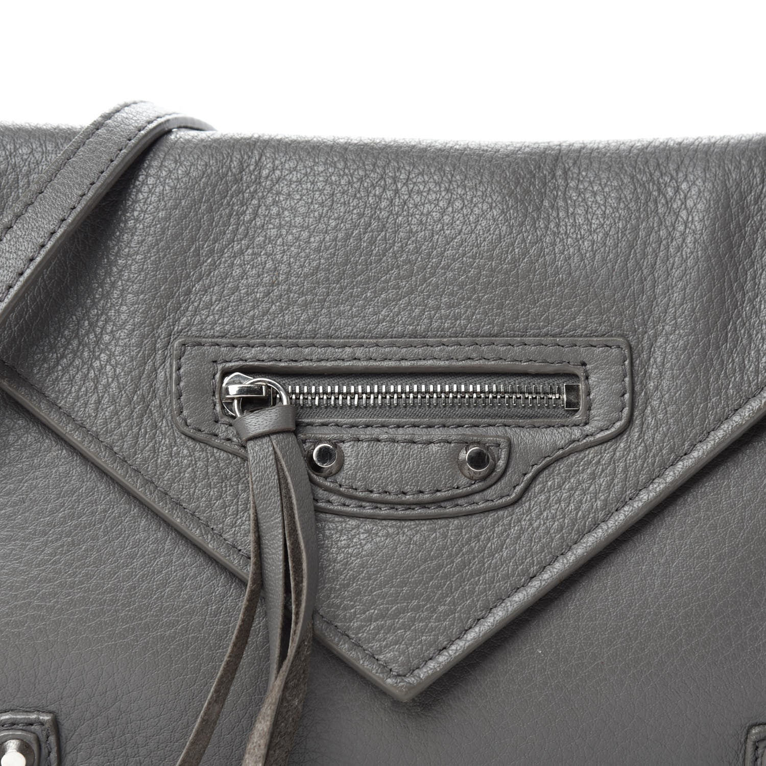 Balenciaga Veau Papier Classic Silver Hardware Triple XS Zip Around Crossbody Gris Acier 13 of 13