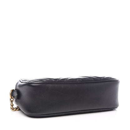 Gucci Calfskin Matelasse Small GG Marmont Chain Shoulder Bag Black 4 of 10