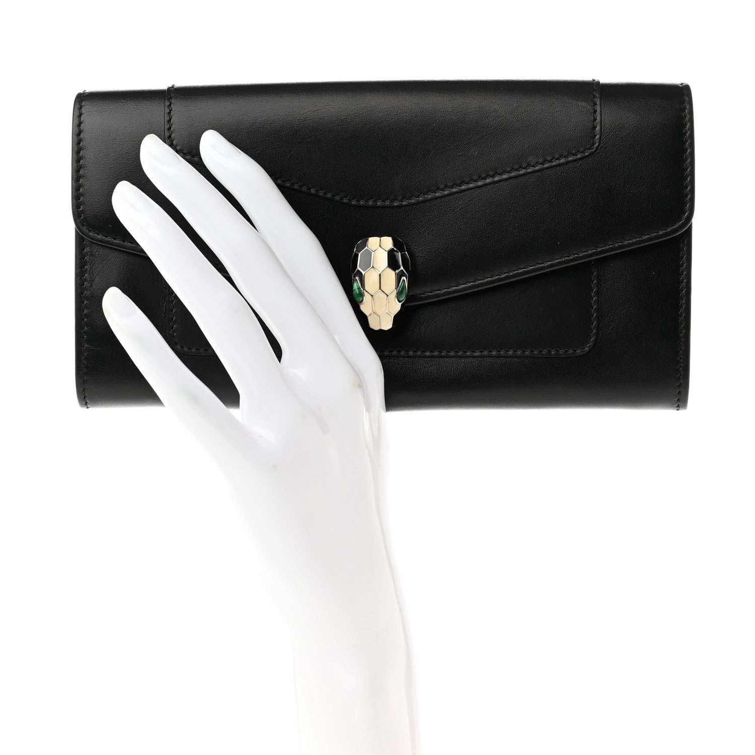 Bulgari Calfskin Serpenti Forever Wallet Black 2 of 9