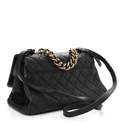 Chanel Shiny Sheepskin Quilted Large Trapezio Flap Black 3 of 16
