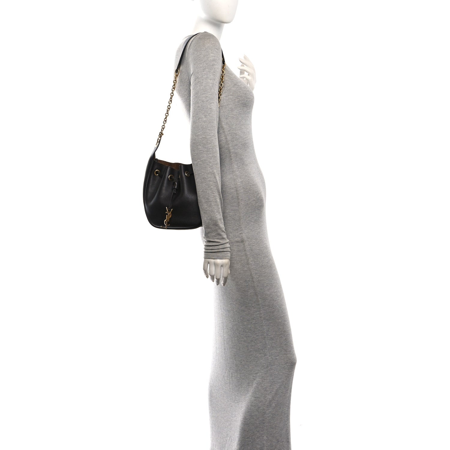 Saint Laurent Calfskin Cassandre Supple Bucket Bag  Fondente Dark Cigar 2 of 10