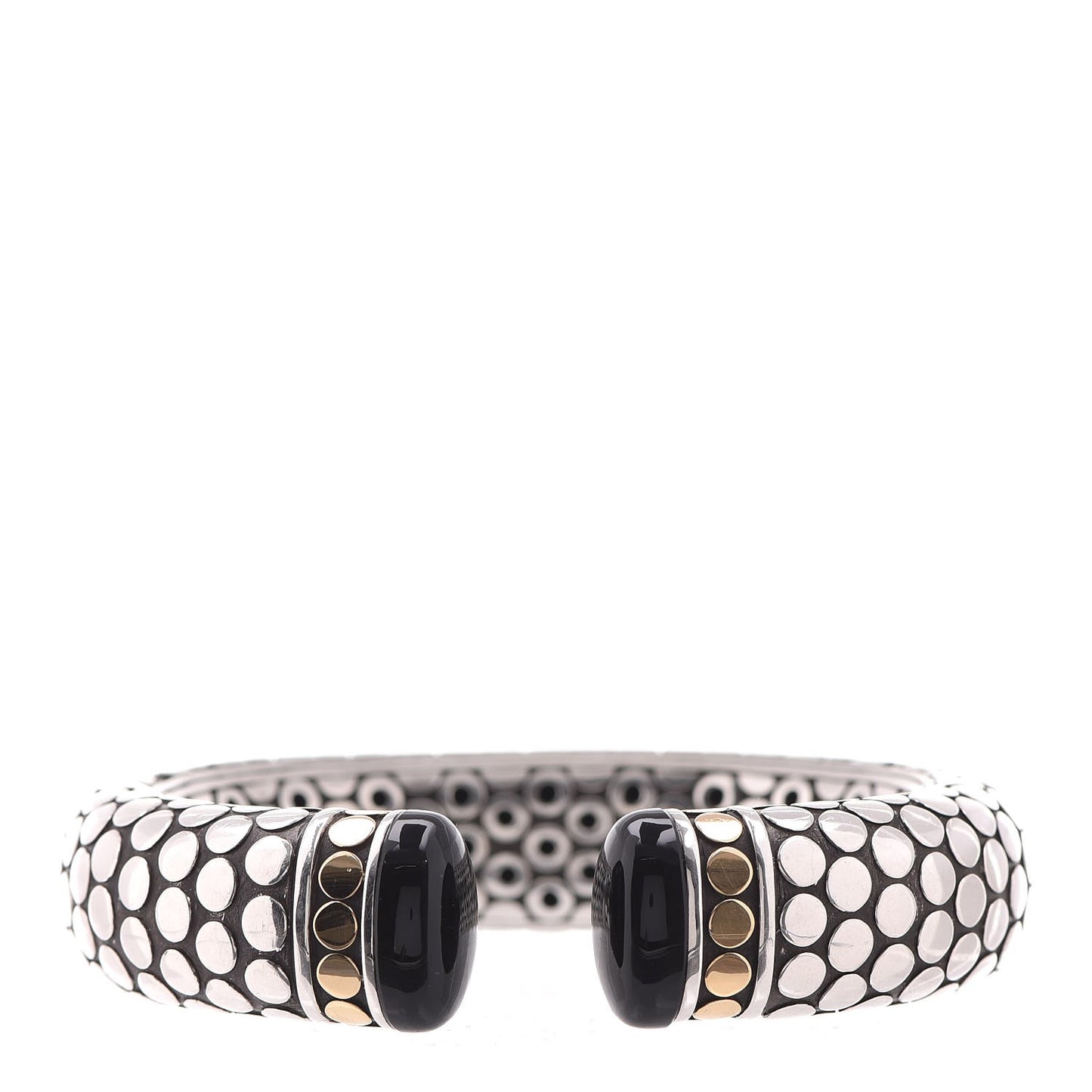 Sterling Silver 18K Yellow Gold Onyx Dot Cuff