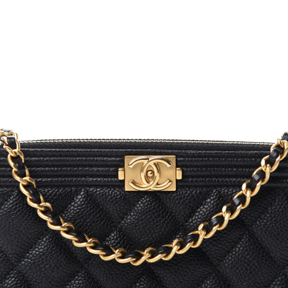 Chanel Caviar Quilted Small Boy Clutch With Chain Black 11 of 12