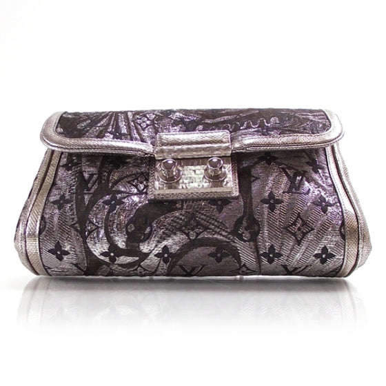 Louis Vuitton Brocade Thalie Clutch Silver 1 of 8