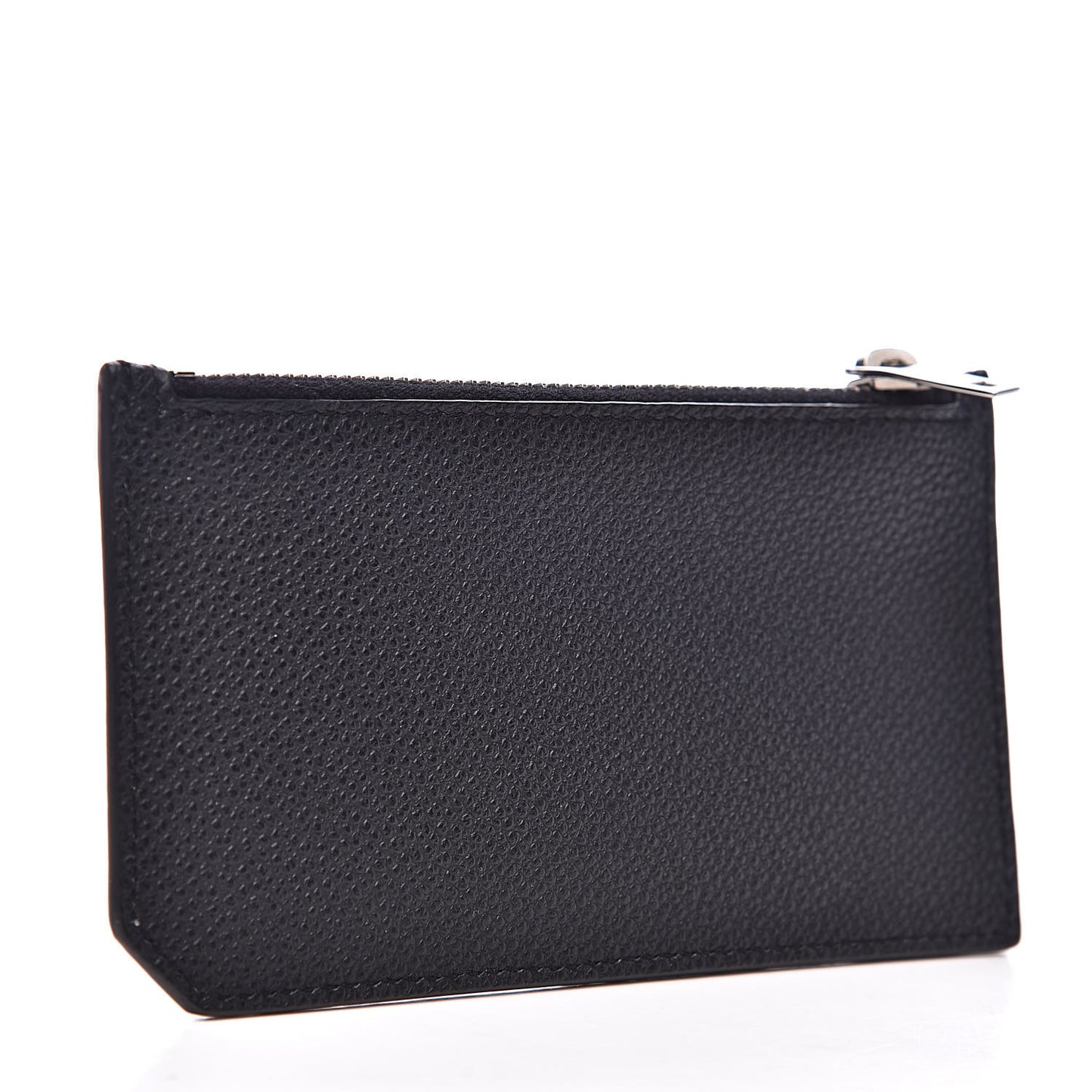 Grained Calfskin 5 Fragments Zip Pouch Card Holder Black