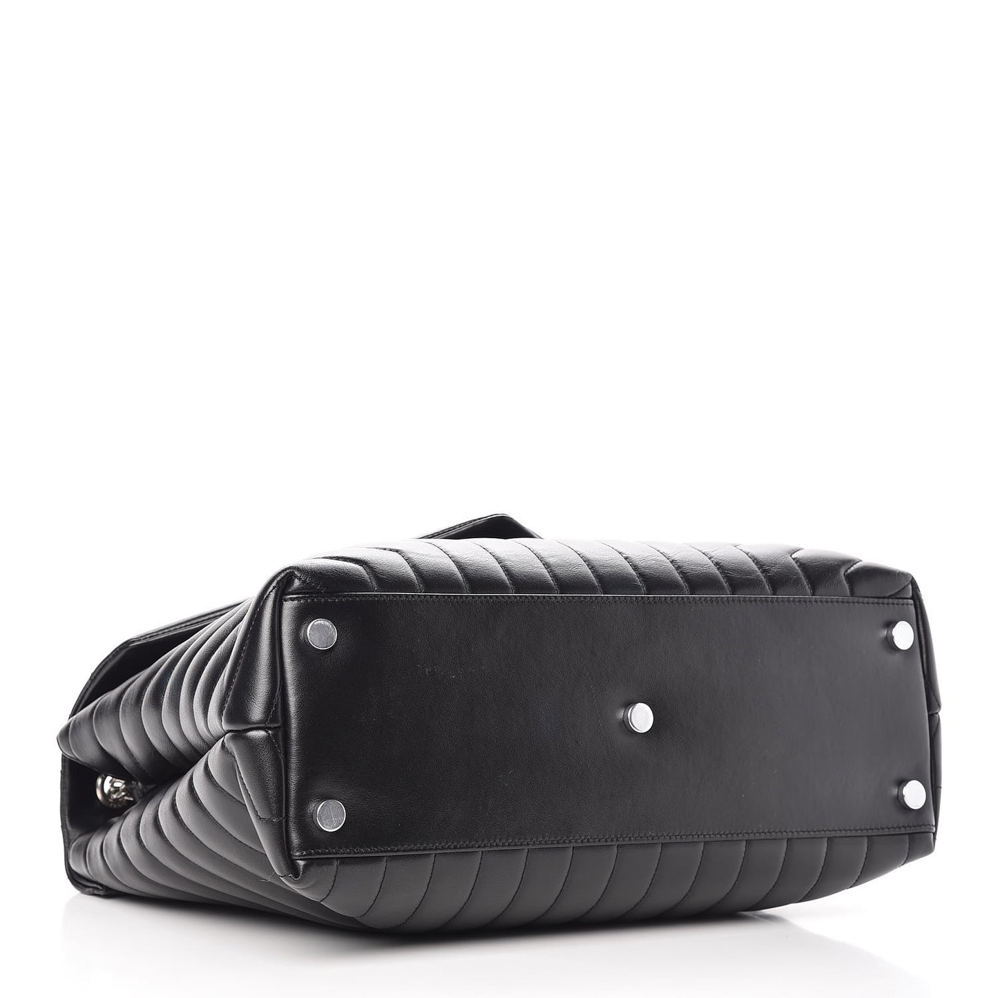 Calfskin Y Quilted Monogram Large Loulou Chain Satchel Black