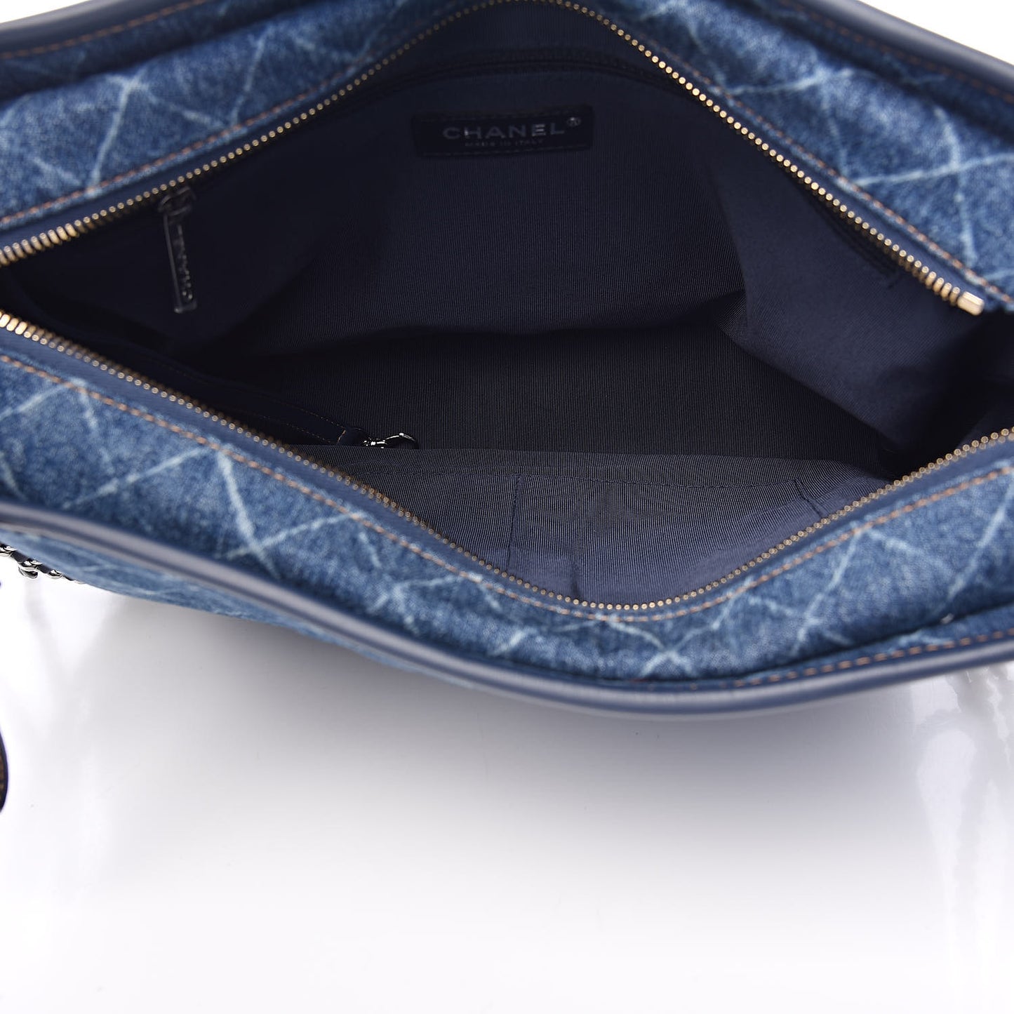 Denim Calfskin Large Gabrielle Hobo Blue