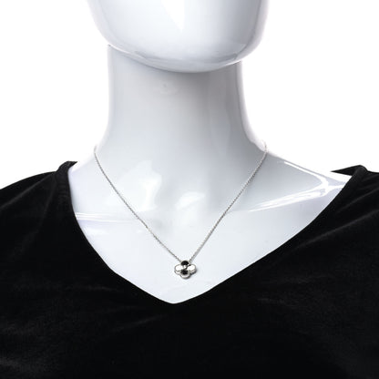 Van Cleef & Arpels 18K White Gold Diamond Guilloche Vintage Alhambra Pendant Necklace 2 of 6