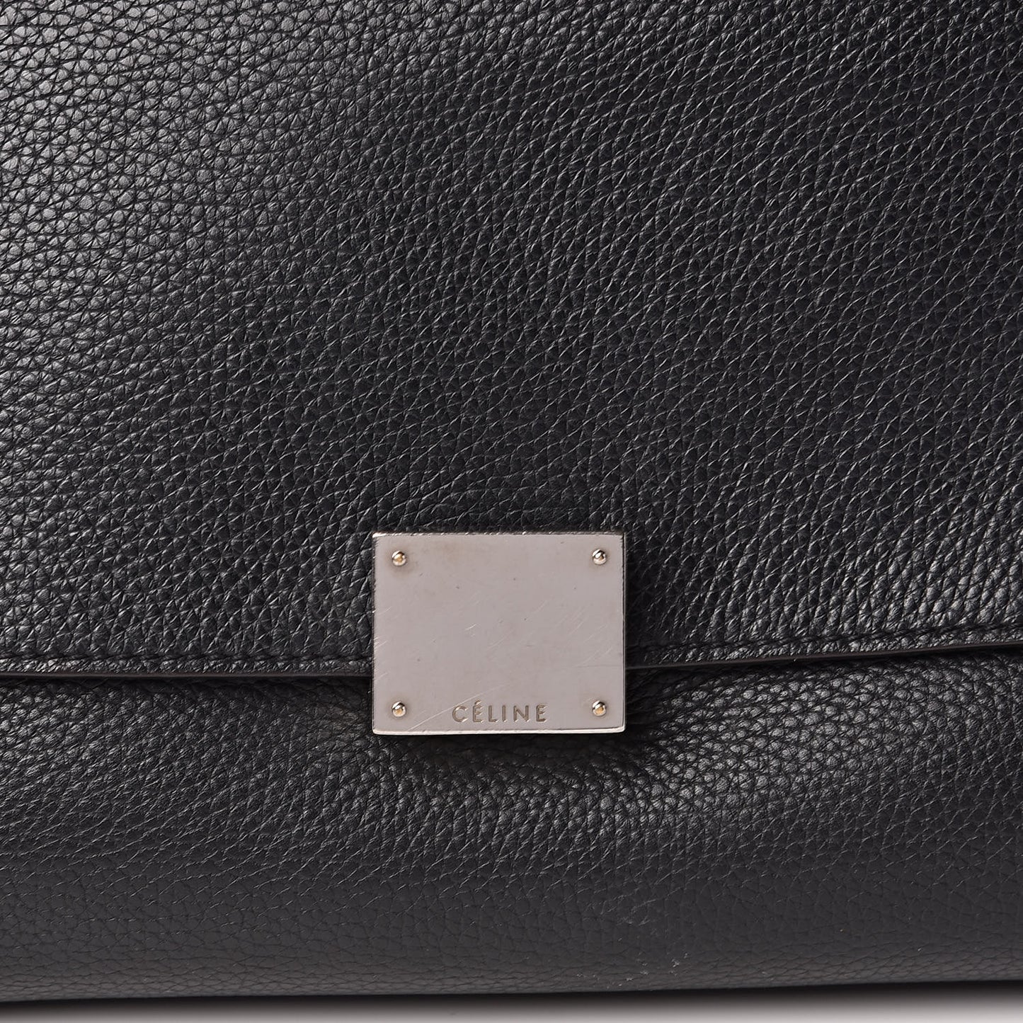 Drummed Calfskin Suede Medium Trapeze Black