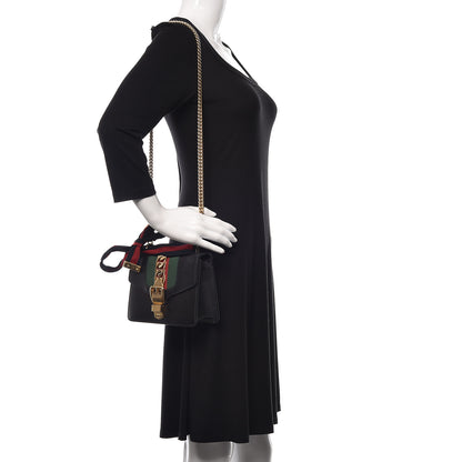 Gucci Calfskin Mini Sylvie Chain Shoulder Bag Black 2 of 26