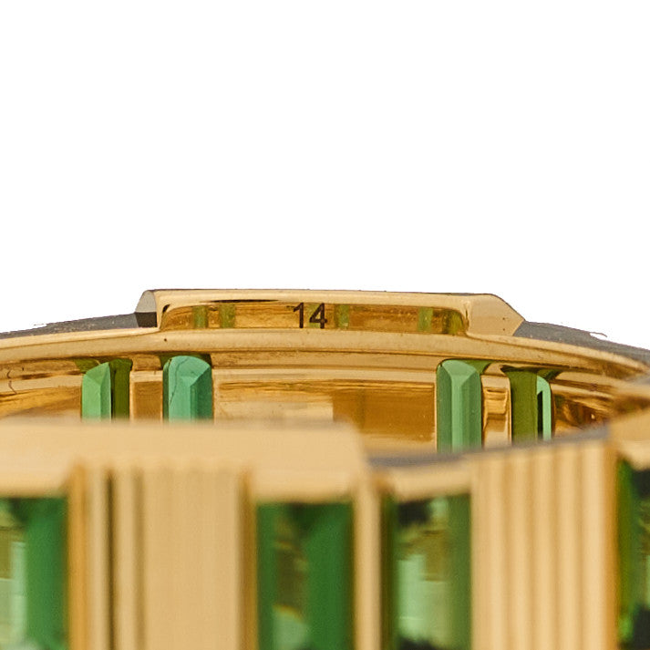Gucci 18K Yellow Gold Green Tourmaline 7mm Link to Love Ring 54 6.75 6 of 7