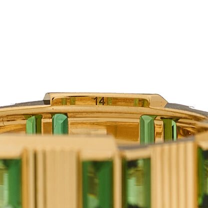 Gucci 18K Yellow Gold Green Tourmaline 7mm Link to Love Ring 54 6.75 6 of 7