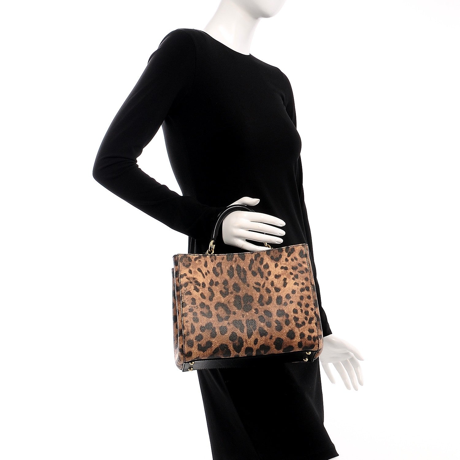 Dolce & Gabbana Dauphine Leopard Print Medium Miss Sicily Shopper Tote Naturale 3 of 8