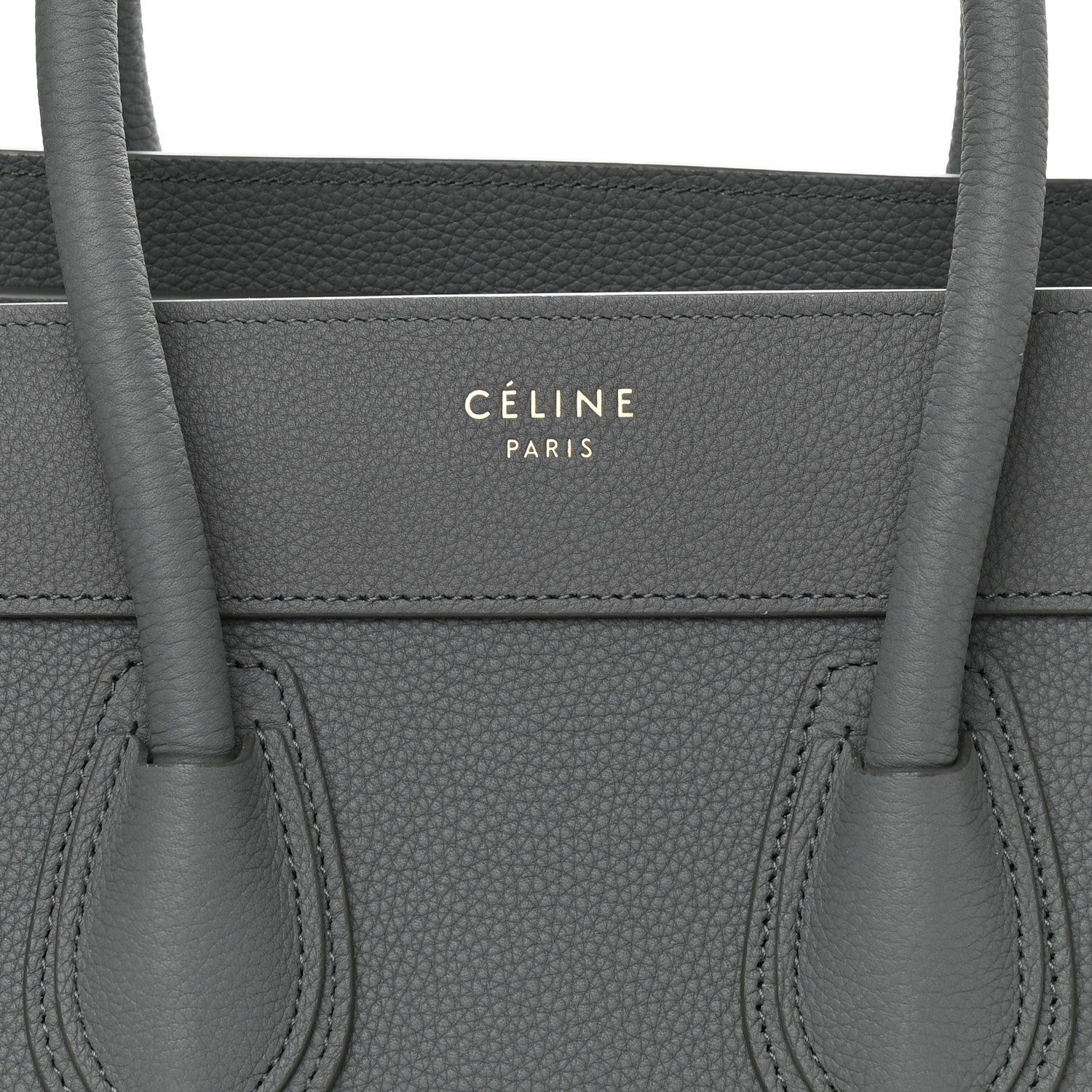 Celine Drummed Calfskin Micro Luggage Kohl 7 of 10